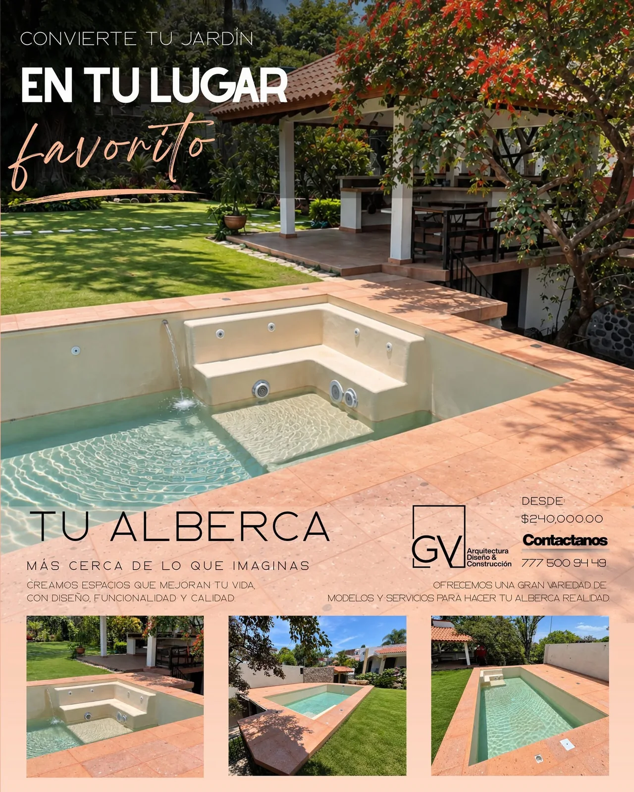 Diseño de alberca y espacio exterior